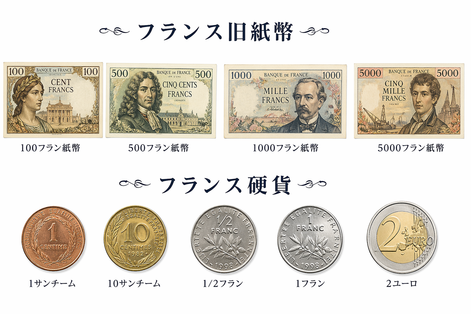 フランスフラン紙幣やフラン硬貨の買取どこがいい？